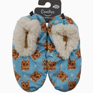 Comfies Orange Tabby Cat Slippers - Sherpa Lined bootie style slippers NWT
